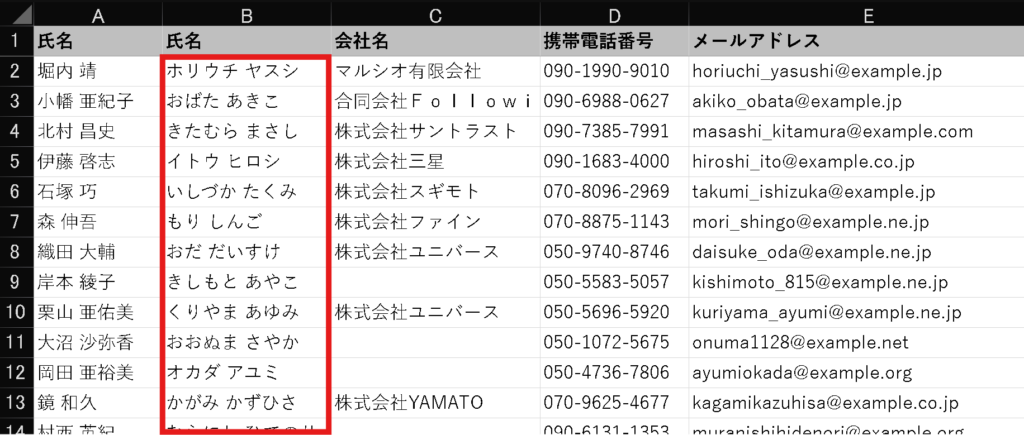 Excelデータクレンジング：PHONETIC関数1